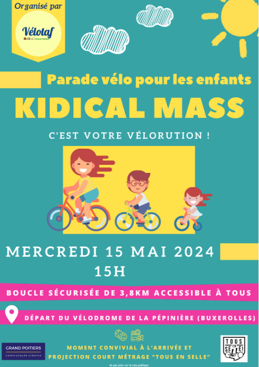 15 mai 2024, la Kidical Mass à Poitiers : une parade à vélo pour les enfants